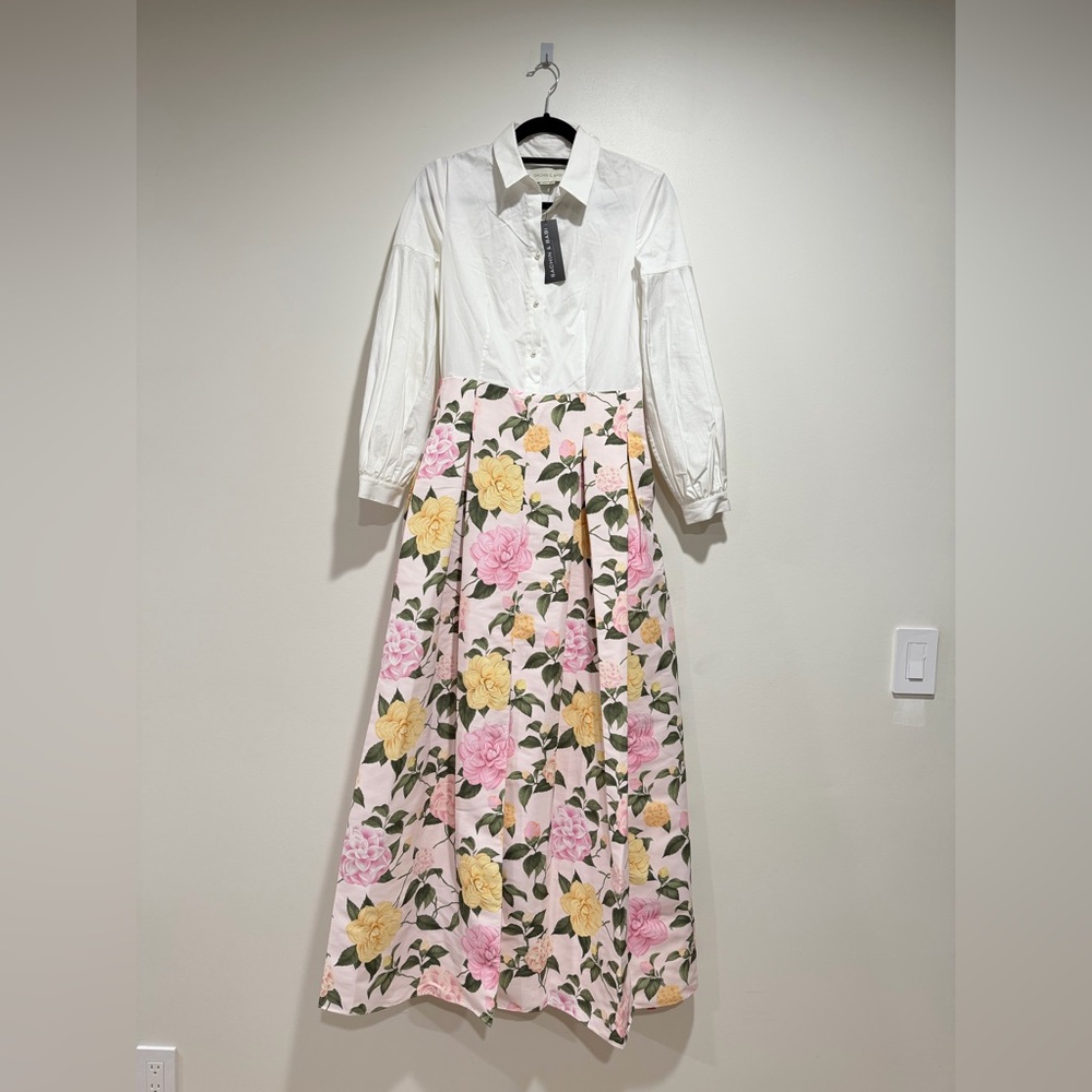 NEW Sachin & Babi Florence Gown - White/Pink Lemonade Bouquet Floral Maxi, sz 2 - Picture 5 of 17